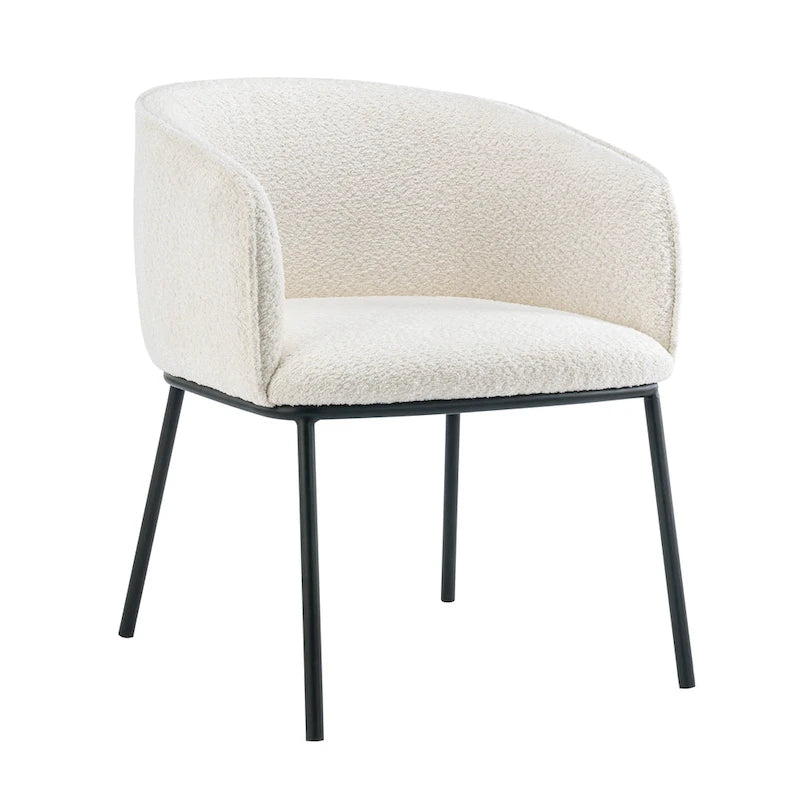 Lot de 1 fauteuil d'appoint en forme de tonneau avec accoudoirs, tapissé de tissu bouclé