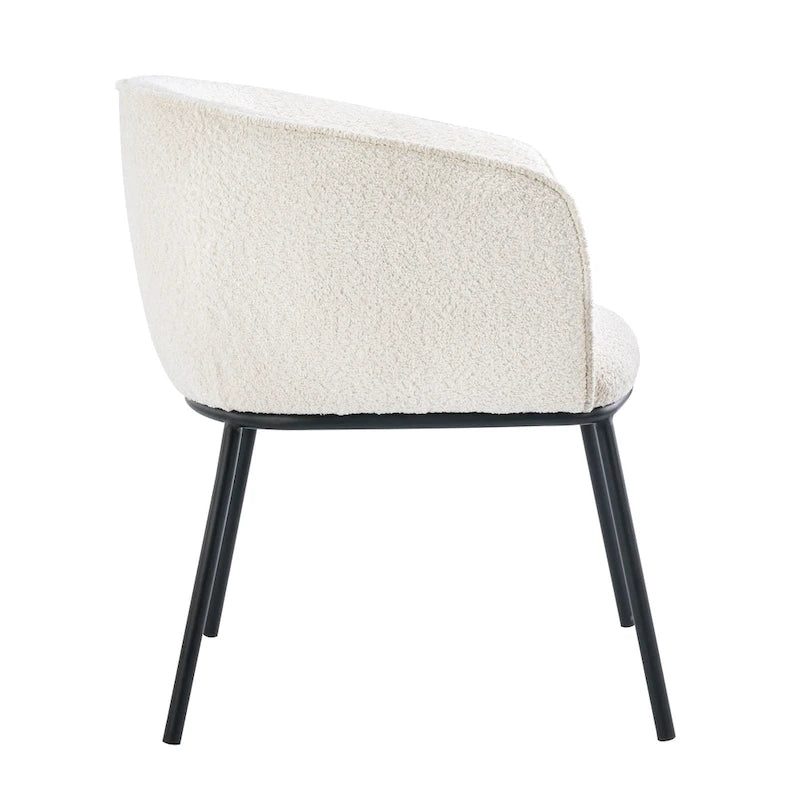 Lot de 1 fauteuil d'appoint en forme de tonneau avec accoudoirs, tapissé de tissu bouclé
