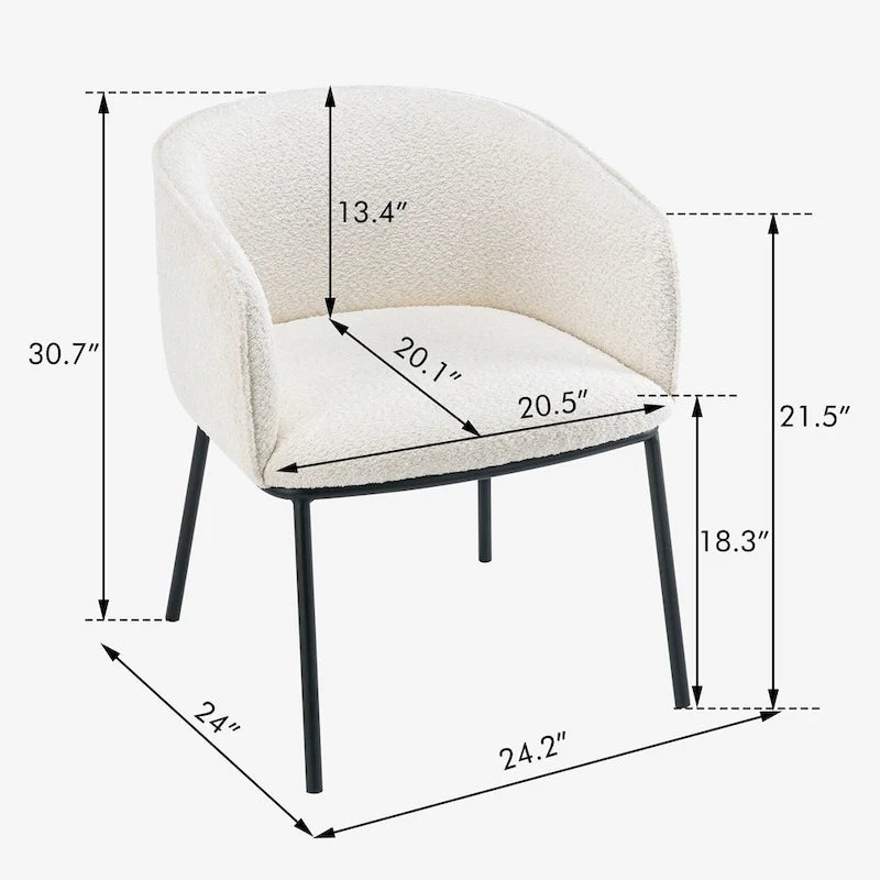 Lot de 1 fauteuil d'appoint en forme de tonneau avec accoudoirs, tapissé de tissu bouclé