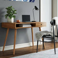 Bureau en Noyer avec Rangement Ouvert et Petit Tiroir