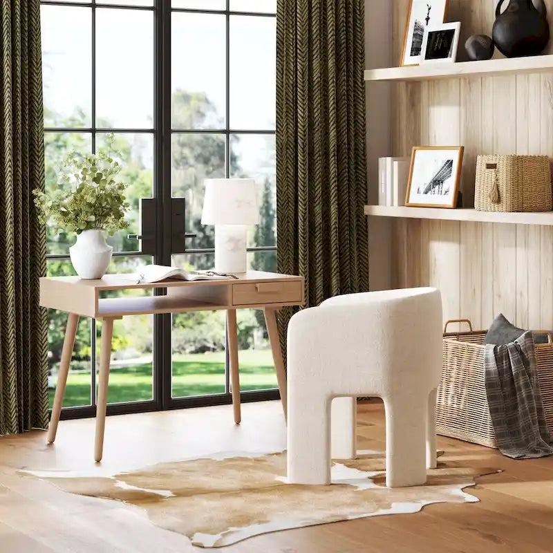 Bureau en Noyer avec Rangement Ouvert et Petit Tiroir