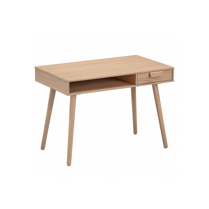 Bureau en Noyer avec Rangement Ouvert et Petit Tiroir