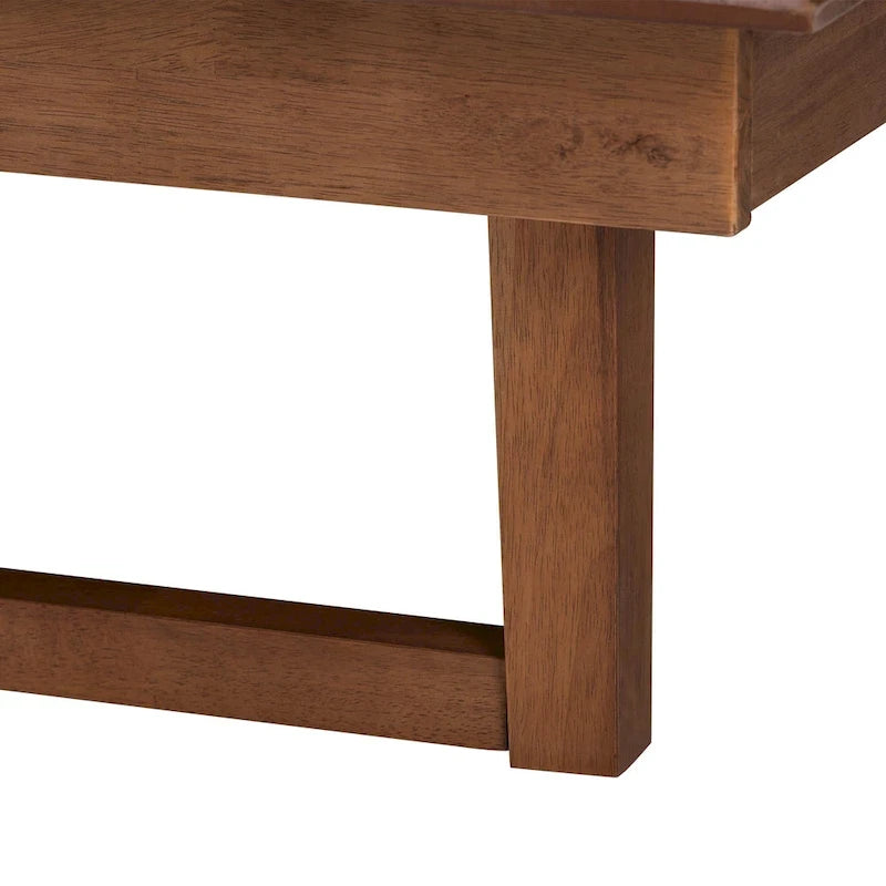 Lit plateforme en bois fini noyer brun de style Mid-Century Modern