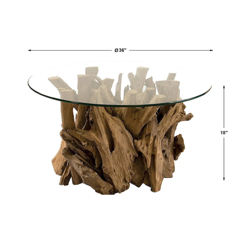 Table basse à plateau en verre naturel
