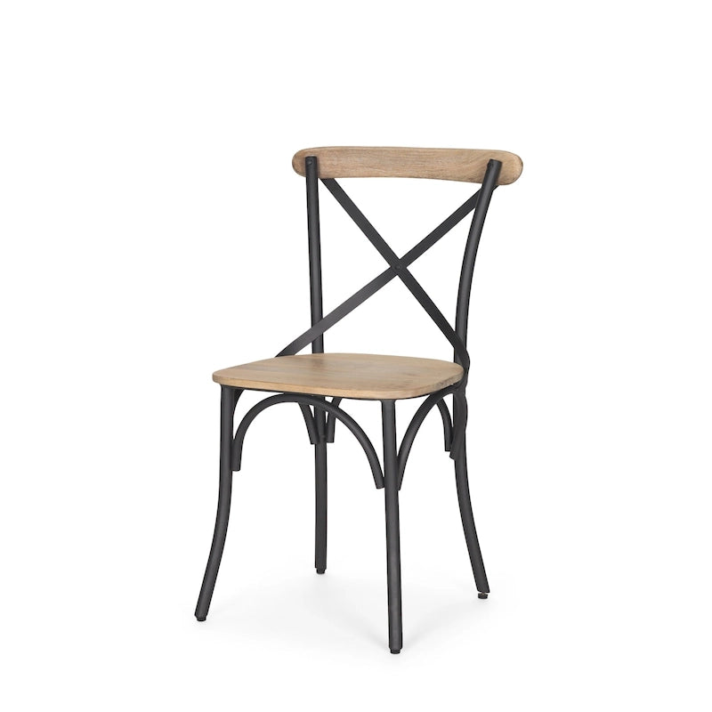 Chaise de salle à manger Etienne en bois marron clair avec métal (lot de 2) – 20.0L x 18.0W x .5.5H