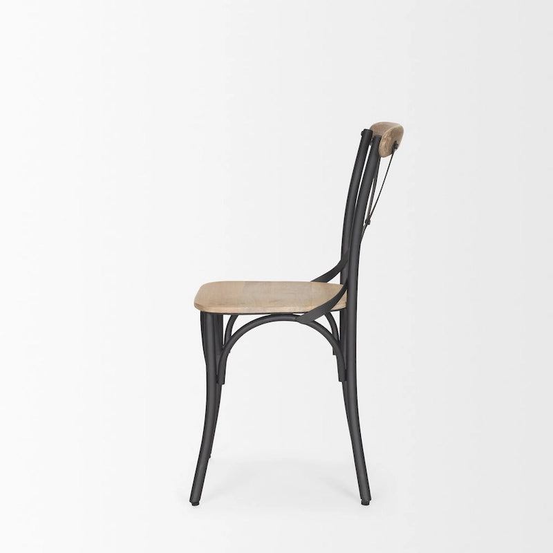 Chaise de salle à manger Etienne en bois marron clair avec métal (lot de 2) – 20.0L x 18.0W x .5.5H