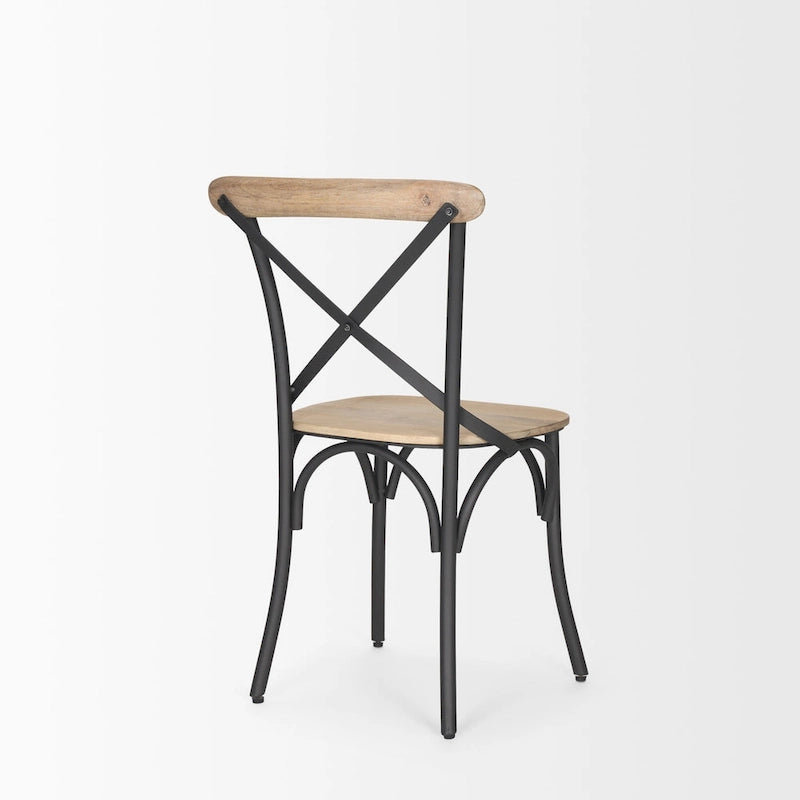 Chaise de salle à manger Etienne en bois marron clair avec métal (lot de 2) – 20.0L x 18.0W x .5.5H