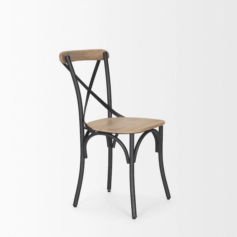 Chaise de salle à manger Etienne en bois marron clair avec métal (lot de 2) – 20.0L x 18.0W x .5.5H