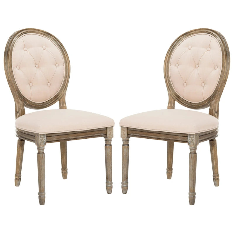 Chaise de salle à manger ovale capitonnée en chêne rustique (Lot de 2) - 20 x 24 x 39