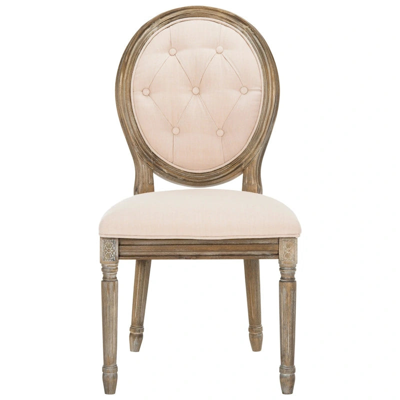 Chaise de salle à manger ovale capitonnée en chêne rustique (Lot de 2) - 20 x 24 x 39