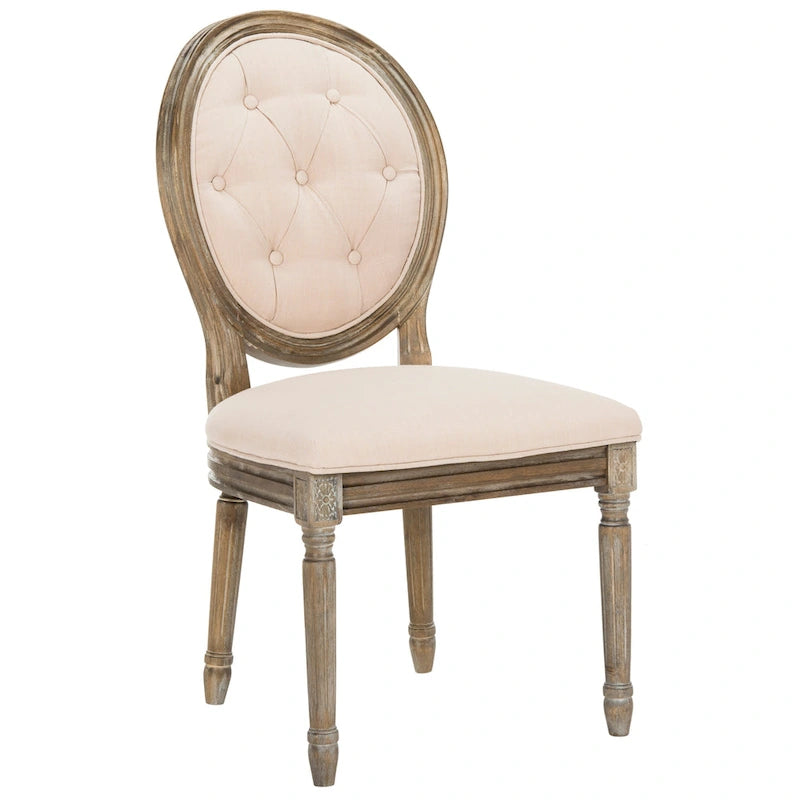 Chaise de salle à manger ovale capitonnée en chêne rustique (Lot de 2) - 20 x 24 x 39