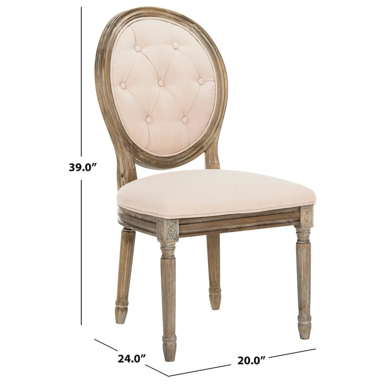 Chaise de salle à manger ovale capitonnée en chêne rustique (Lot de 2) - 20 x 24 x 39