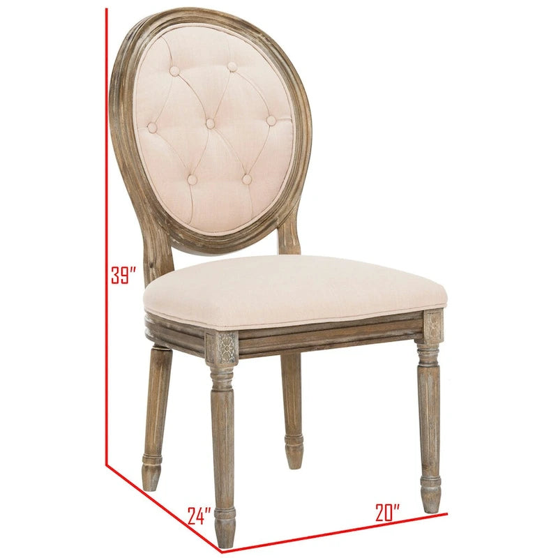 Chaise de salle à manger ovale capitonnée en chêne rustique (Lot de 2) - 20 x 24 x 39