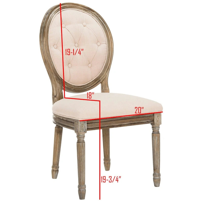 Chaise de salle à manger ovale capitonnée en chêne rustique (Lot de 2) - 20 x 24 x 39