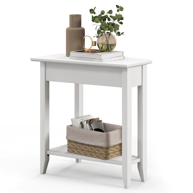 Table d'appoint à 2 niveaux, irrégulière et étroite, pour canapé ou chevet