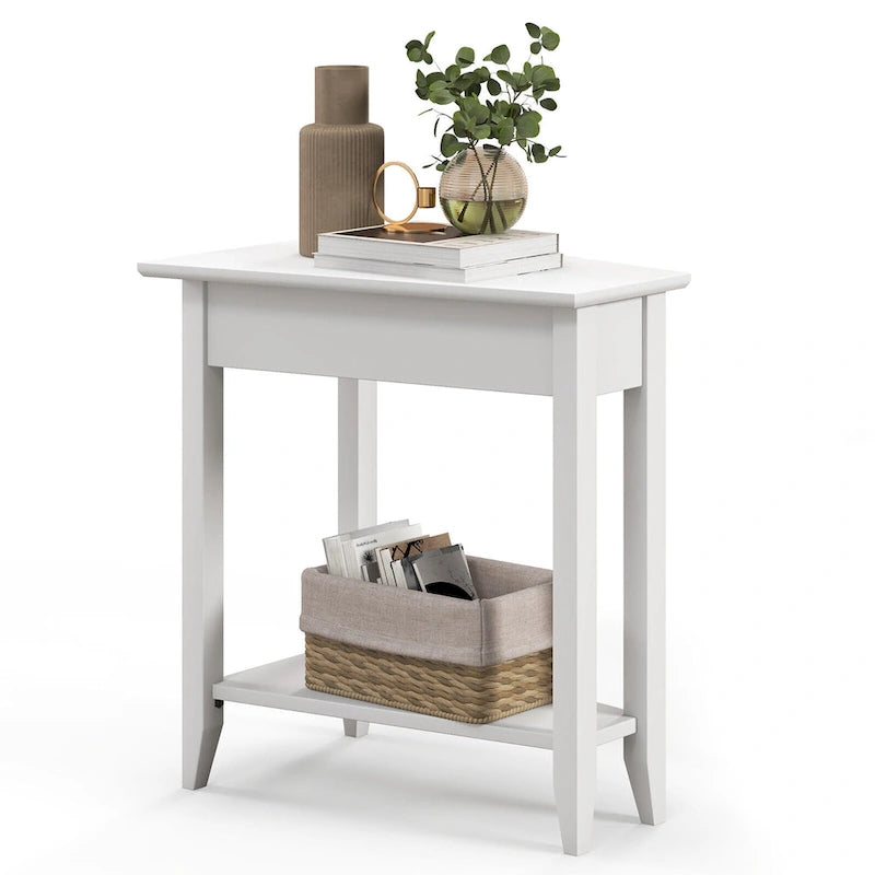 Table d'appoint à 2 niveaux, irrégulière et étroite, pour canapé ou chevet
