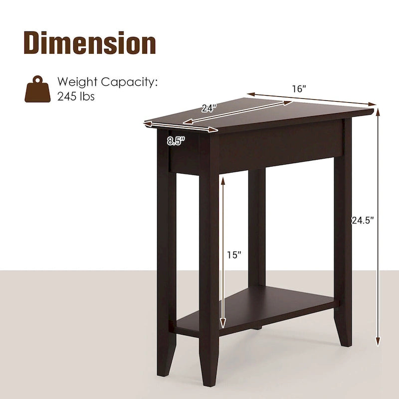 Table d'appoint à 2 niveaux, irrégulière et étroite, pour canapé ou chevet