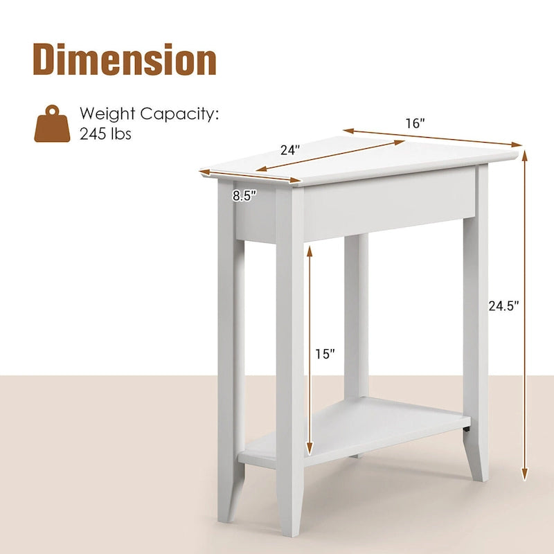 Table d'appoint à 2 niveaux, irrégulière et étroite, pour canapé ou chevet