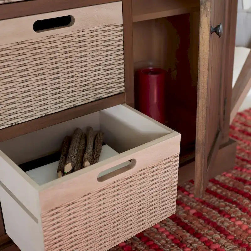 Console 2 tiroirs et 3 paniers amovibles - 101 cm (L) x 31,8 cm (P) x 74,9 cm (H)