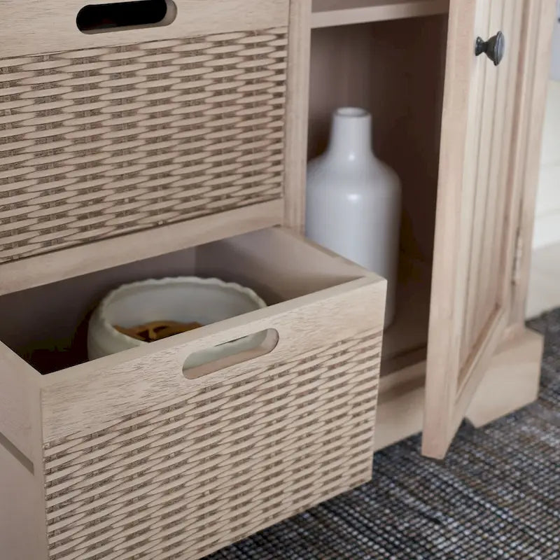 Console 2 tiroirs et 3 paniers amovibles - 101 cm (L) x 31,8 cm (P) x 74,9 cm (H)