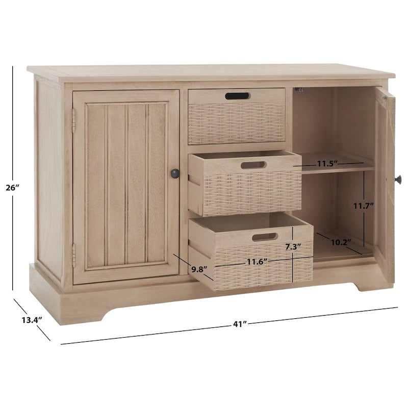 Console 2 tiroirs et 3 paniers amovibles - 101 cm (L) x 31,8 cm (P) x 74,9 cm (H)