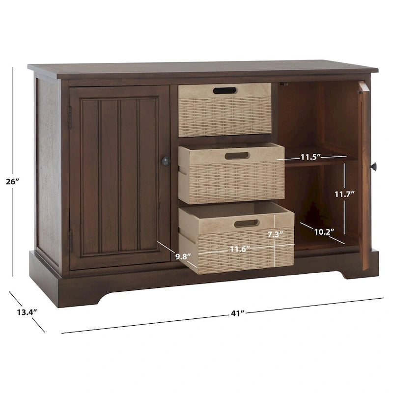 Console 2 tiroirs et 3 paniers amovibles - 101 cm (L) x 31,8 cm (P) x 74,9 cm (H)
