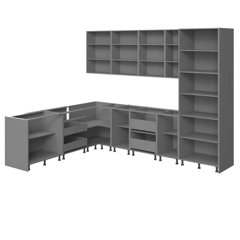 Ensemble de cuisine moderne Teck naturel et couleur noire Taille de base 8x10 pieds de large - 126x96