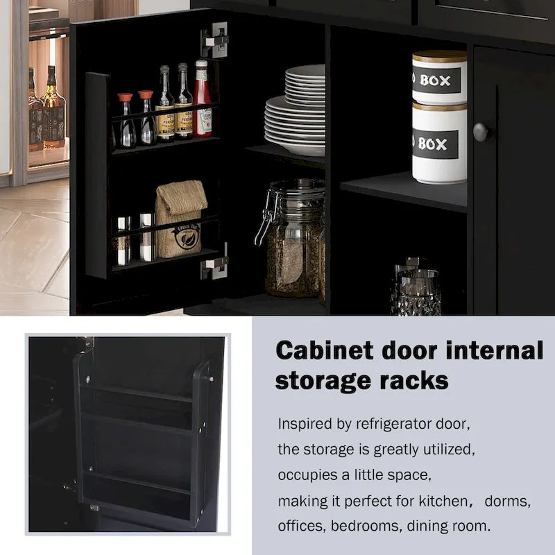 Desserte de cuisine avec plateau en bois d'hévéa rabattable, îlot de cuisine à 5 roues avec armoire de rangement et 3 tiroirs