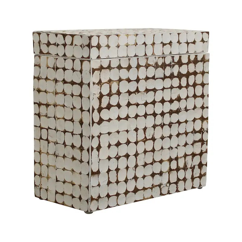 Guéridon Cube en Coco Naturel Vieilli