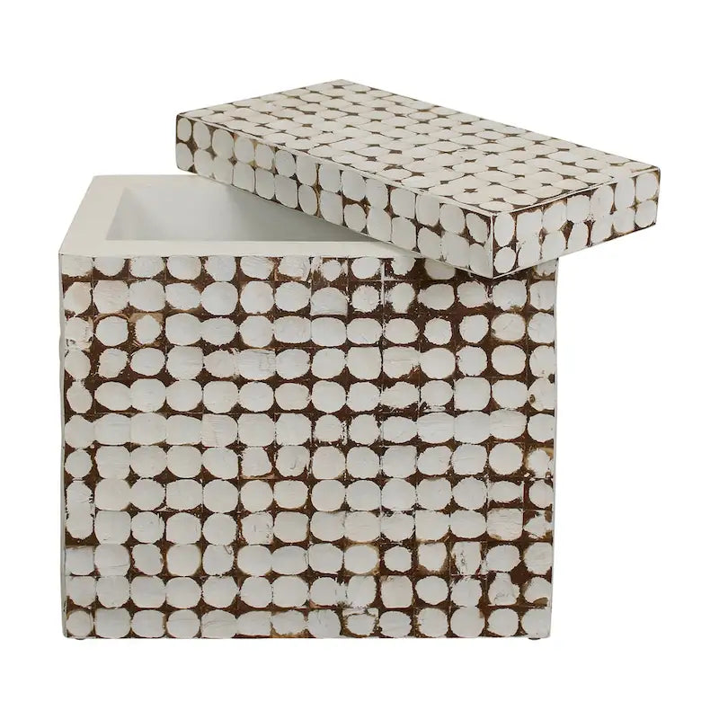 Guéridon Cube en Coco Naturel Vieilli