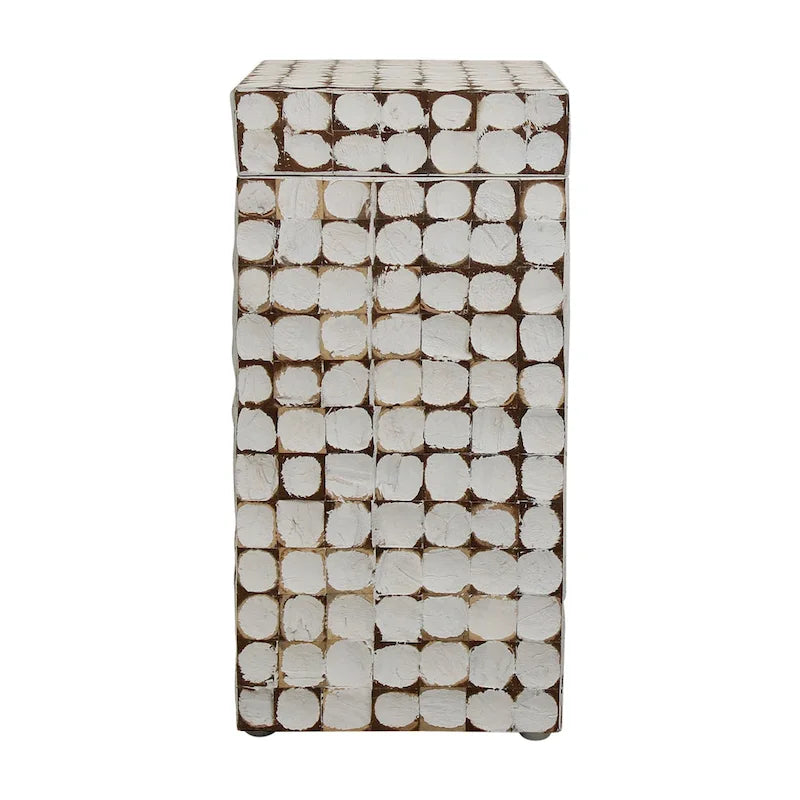 Guéridon Cube en Coco Naturel Vieilli