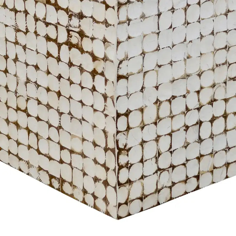 Guéridon Cube en Coco Naturel Vieilli