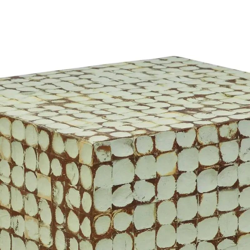 Guéridon Cube en Coco Naturel Vieilli