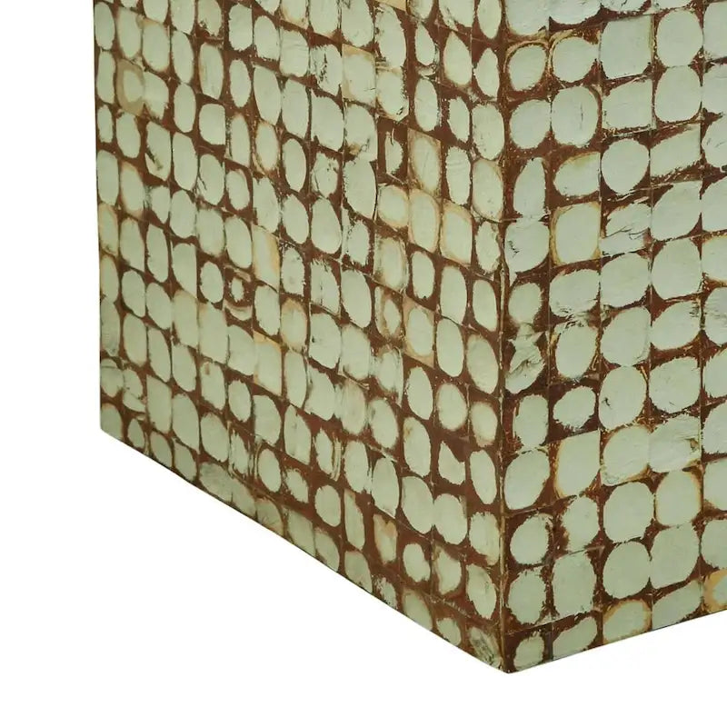 Guéridon Cube en Coco Naturel Vieilli
