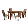 East West Furniture Dinette Set- a Rectangle Dining Table and Light Sable Linen Fabric Parson Chairs, Mahogany (Pieces Option)