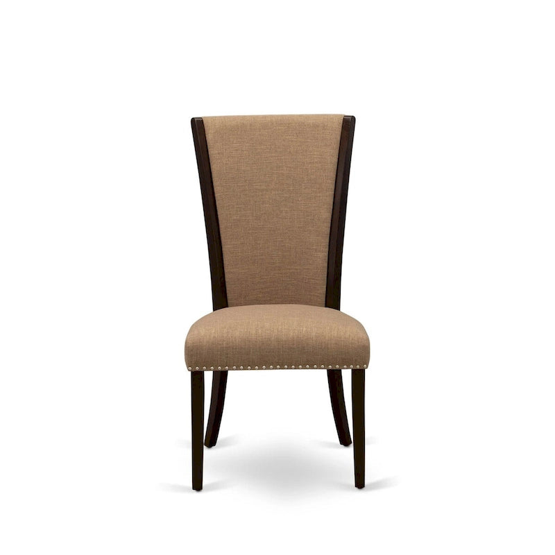 Ensemble de salle à manger East West Furniture – une table à manger rectangulaire et des chaises Parson en tissu de lin sable clair, acajou (option de pièces)