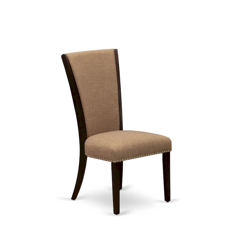 Ensemble de salle à manger East West Furniture – une table à manger rectangulaire et des chaises Parson en tissu de lin sable clair, acajou (option de pièces)