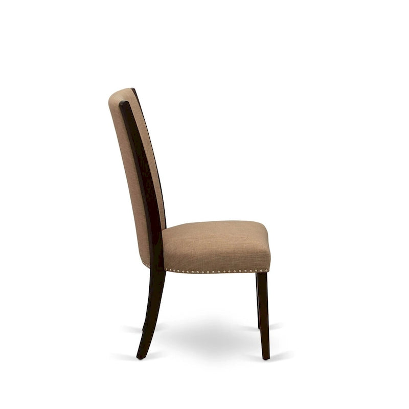 Ensemble de salle à manger East West Furniture – une table à manger rectangulaire et des chaises Parson en tissu de lin sable clair, acajou (option de pièces)
