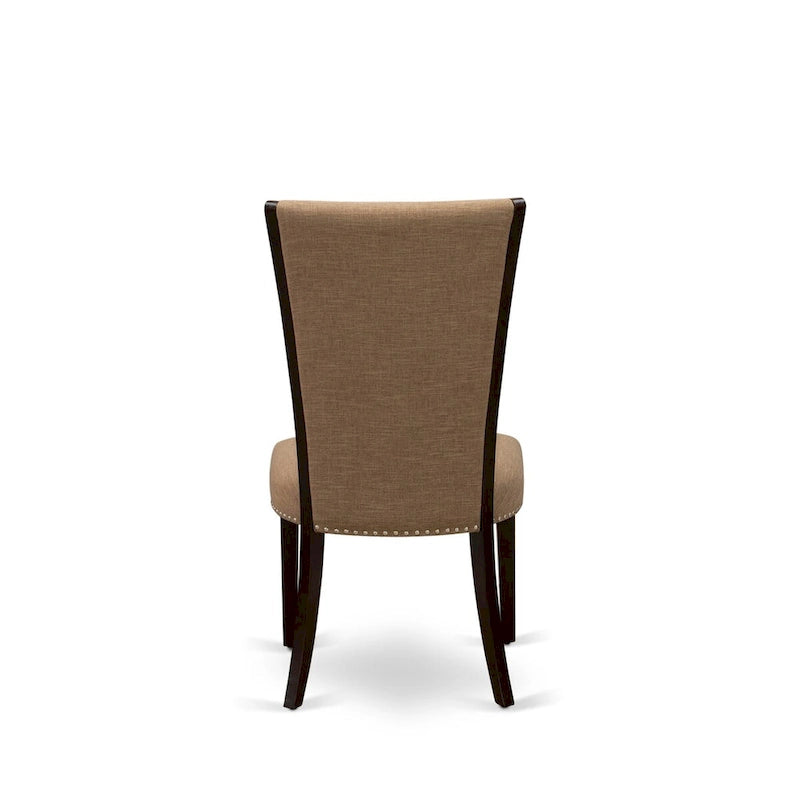 Ensemble de salle à manger East West Furniture – une table à manger rectangulaire et des chaises Parson en tissu de lin sable clair, acajou (option de pièces)