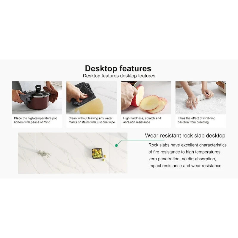 Ensemble de salle à manger 9 pièces avec plateau en pierre frittée extensible, pieds croisés et 8 chaises en tissu