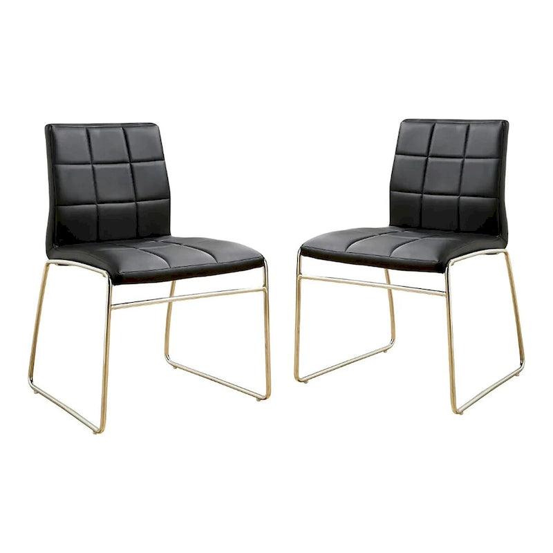Ensemble de salle à manger contemporain 5 pièces avec table ronde à plateau en verre