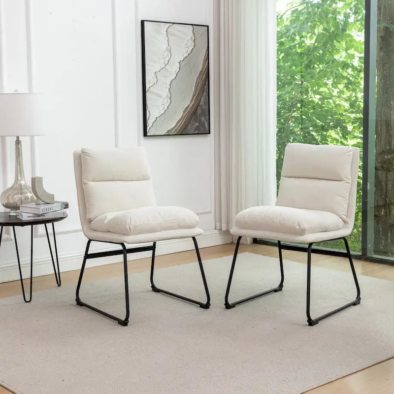 Chaises de salle à manger contemporaines tapissées à piétement luge, ensemble de 2