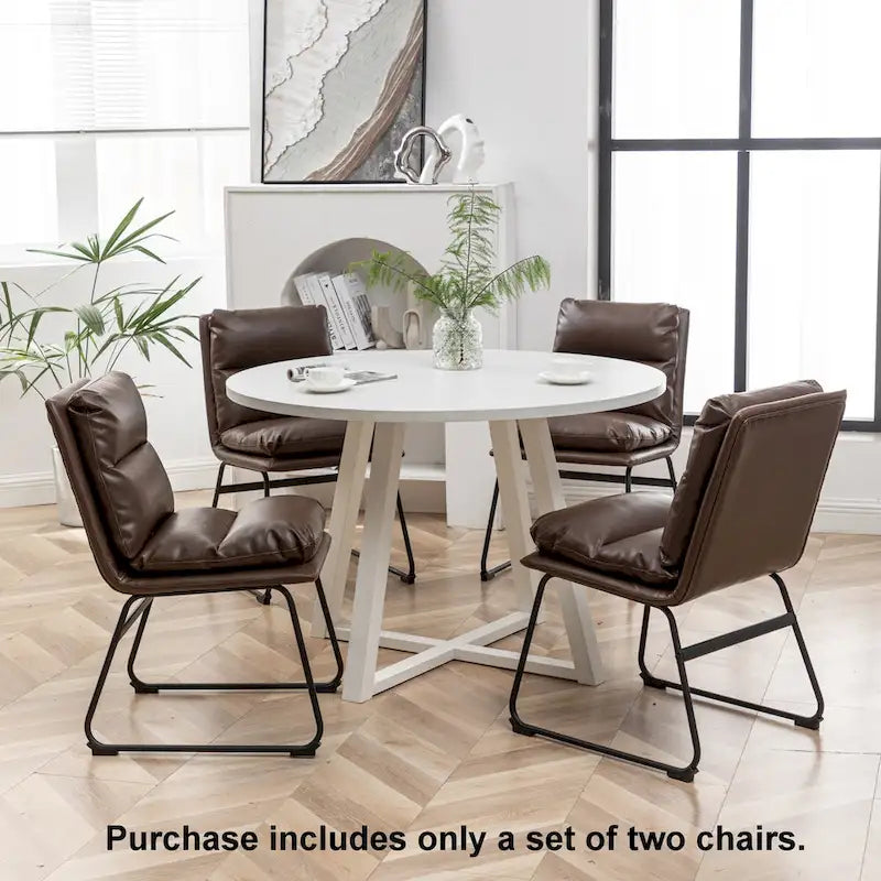 Chaises de salle à manger contemporaines tapissées à piétement luge, ensemble de 2