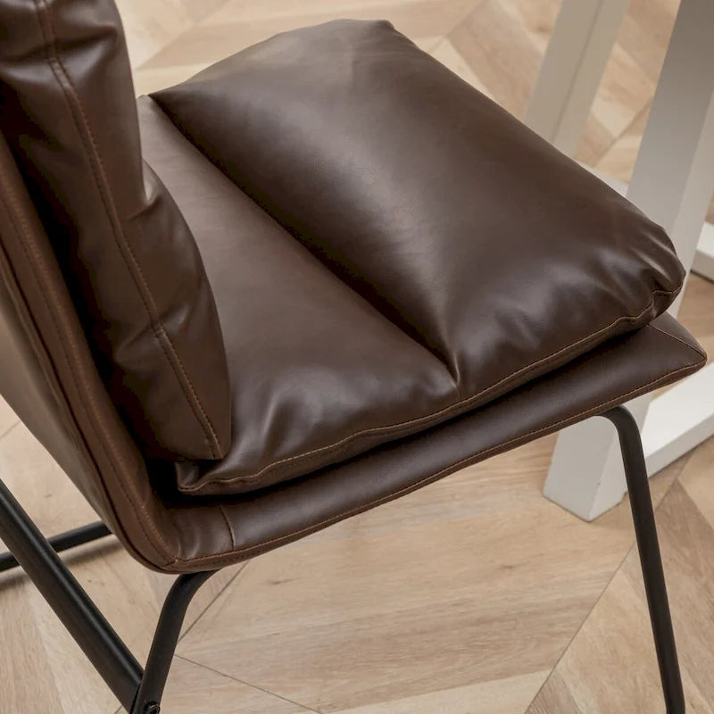 Chaises de salle à manger contemporaines tapissées à piétement luge, ensemble de 2
