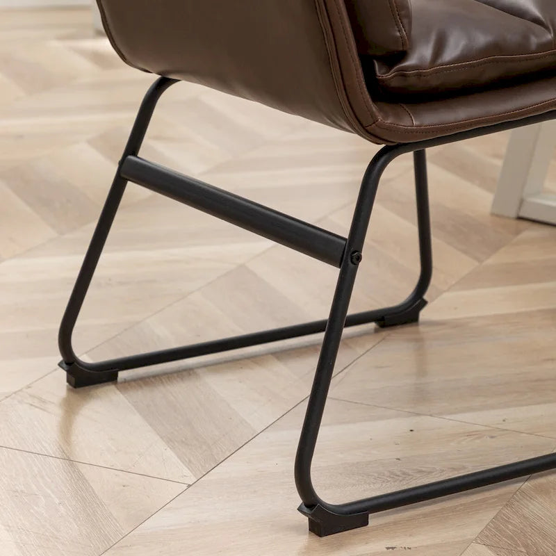 Chaises de salle à manger contemporaines tapissées à piétement luge, ensemble de 2