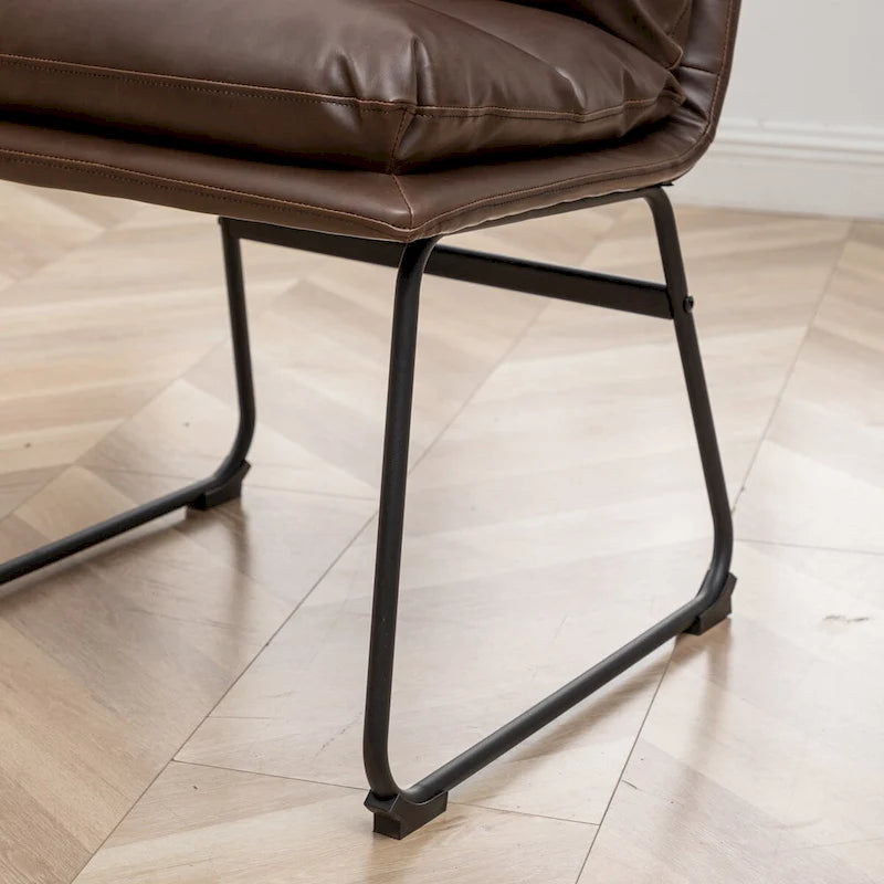 Chaises de salle à manger contemporaines tapissées à piétement luge, ensemble de 2