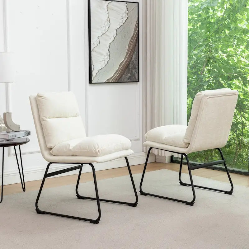 Chaises de salle à manger contemporaines tapissées à piétement luge, ensemble de 2