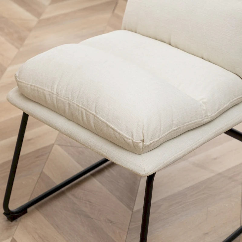 Chaises de salle à manger contemporaines tapissées à piétement luge, ensemble de 2