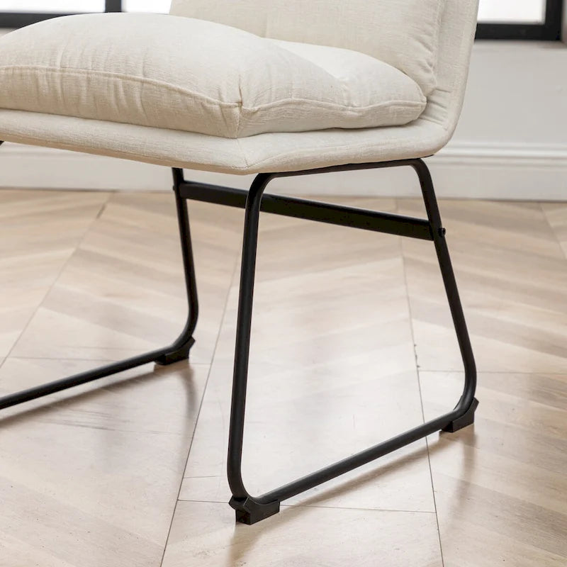 Chaises de salle à manger contemporaines tapissées à piétement luge, ensemble de 2