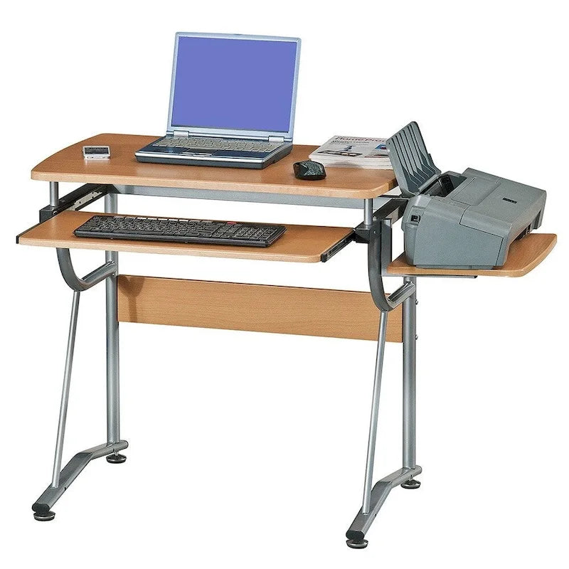 Bureau d'ordinateur ergonomique et compact avec étagère et tiroir clavier